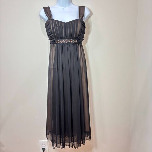 Connected Y2K Black Mesh Babydoll Dress 10 Midi Flowy Whimsigoth Dark Fairy - Picture 1 of 9